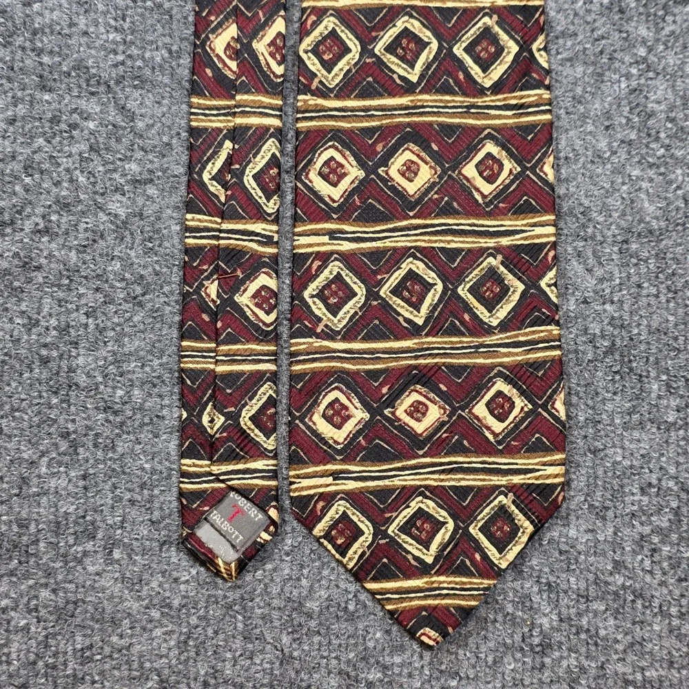 Robert Talbott Studio‎ 4x55 Hand Sewn Silk Power Tie Burgundy Gold Geometric USA